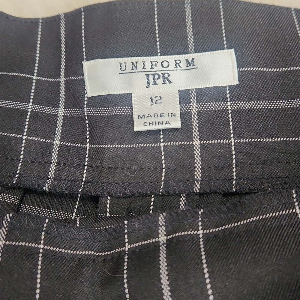 Vintage JPR Black Plaid Pleated Uniform Midi Skirt - Picture 3 of 4